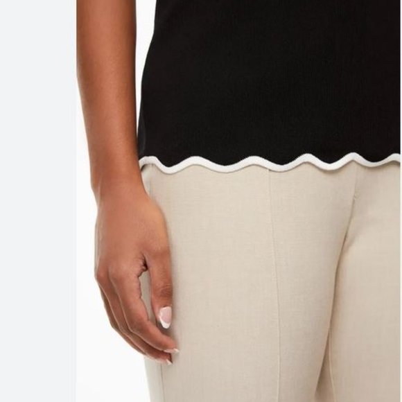 LAURA: Scallop Detail Cami - black with white trim - Picture 4 of 11